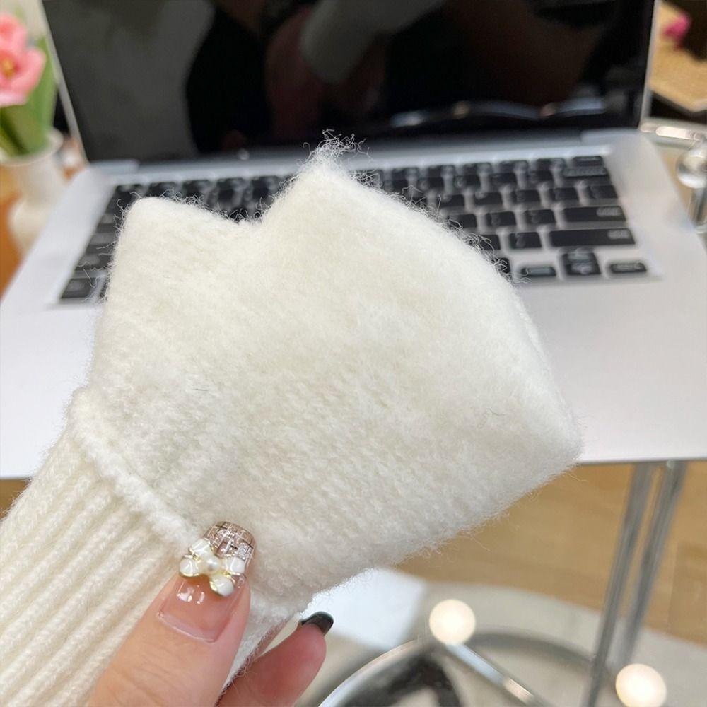 Варежки с закрытыми пальцами в корейском стиле, перчатки для велоспорта и вождения, подарок, вязаные перчатки, зима