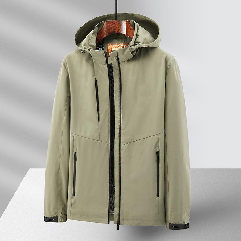 New Outdoor Jacket Men's Spring and Autumn Thin Four-sided Elastic Jacket Removable Hat Casual Jacket Tide