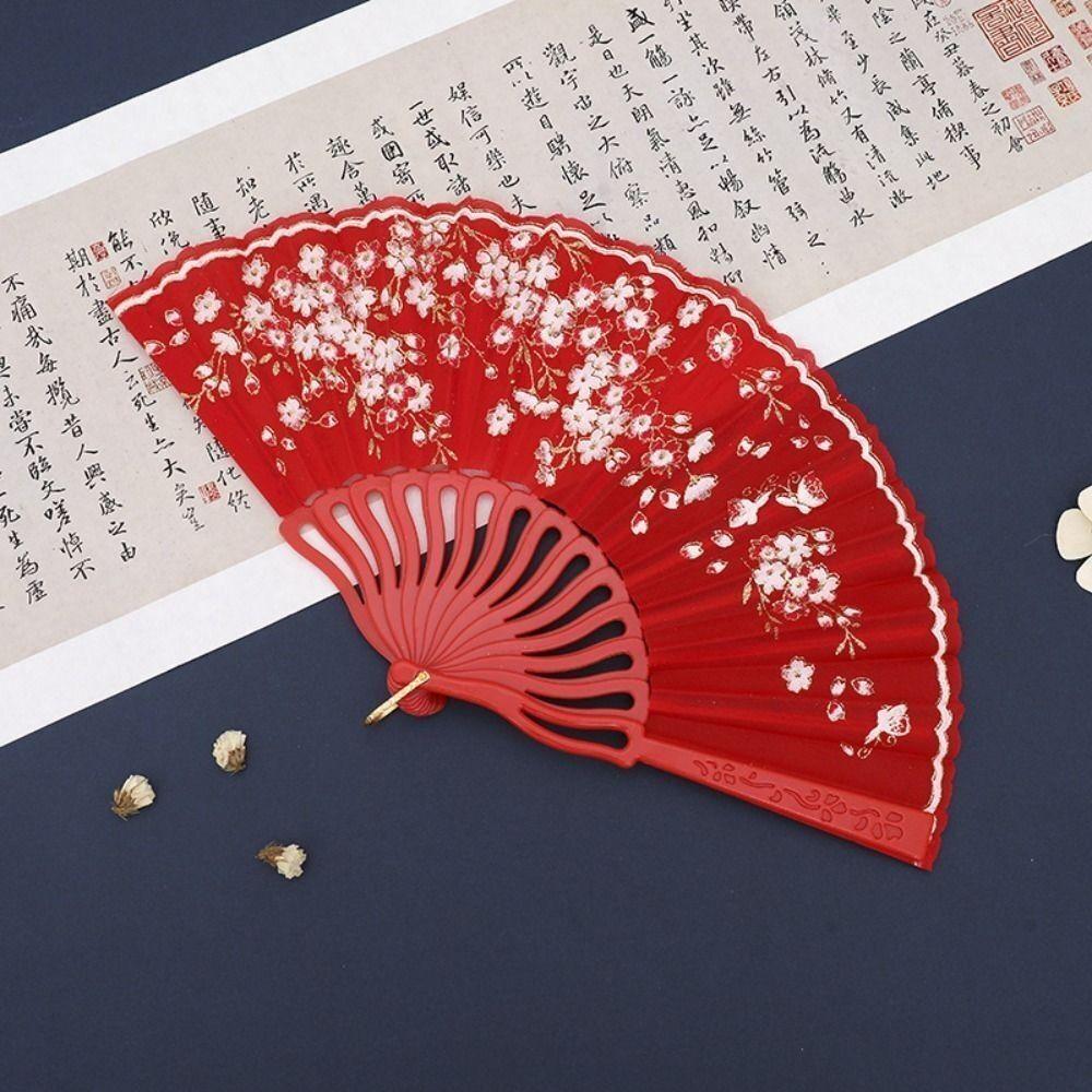 Веер из ткани «Цветок сливы», ручной веер в китайском стиле, элегантный танцевальный веер