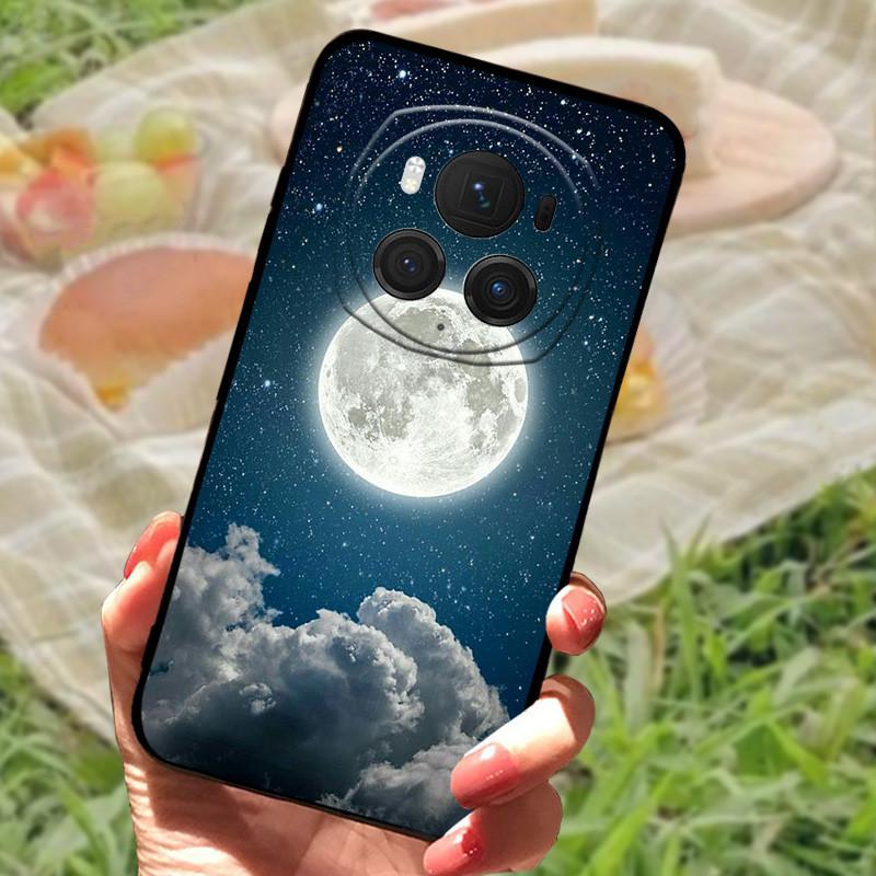 Чехол-бампер для Honor Magic6 Pro, силиконовый, мягкий, с рисунком под мрамор, черный, полный комплект защиты