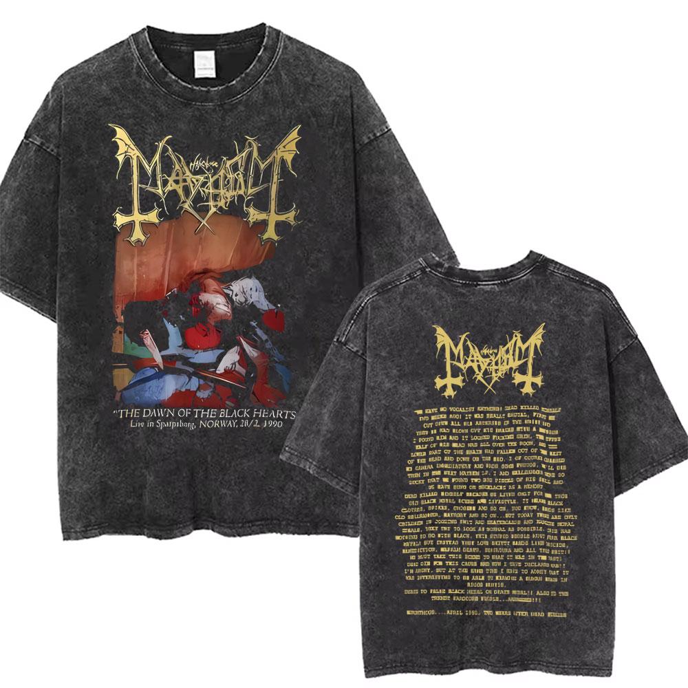 Лучшая Знаменитая Mayhem Deathcrush Винтажная Стиранная Футболка Мужская Женская Классическая Death Black Metal Рок-группа Футболки Уличная Одежда