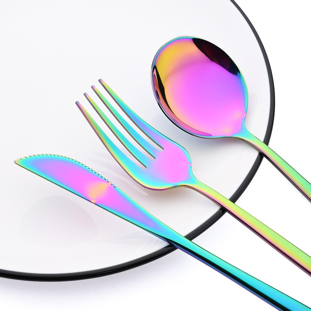 Новинка, 24 шт., мятно-золотой набор столовой посуды, нож, вилка, кофейная ложка, столовые приборы, столовые приборы в стиле вестерн из нержавеющей стали, столовые приборы, столовые приборы Kiechen, серебро