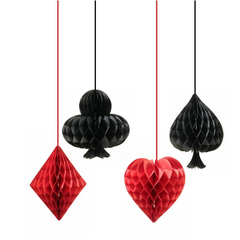 4pcs/Set Three-dimensional Honeycomb Hanging Ornament Casino Party Decoration Stage Layout