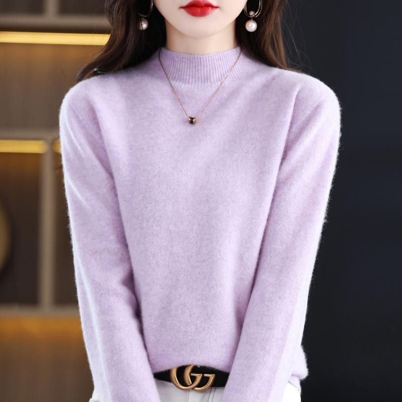 Женский свитер с полуводолазкой, кашемир Цинхэ, 30% кашемир, 70% шерсть, зимний вязаный пуловер, осенний свитер, кашемировый свитер