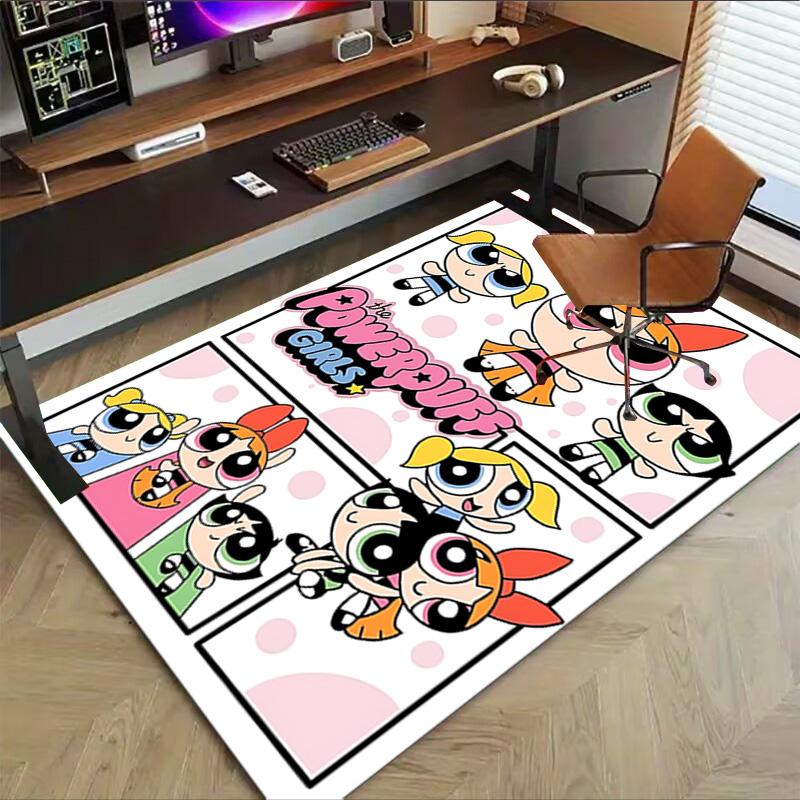 Powerpuff Girls Adventure Carpet For Playroom Bedroom Living Room Sofa Home Decorkids Game Area Rug Nonslip Floor Mat