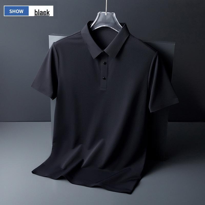 Men's Trendy Seamless Ice Silk Polo Shirt - Short Sleeve, High Quality, Lapel Design for Summer