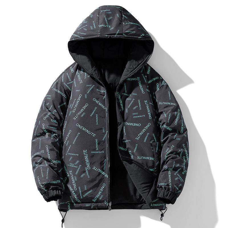 Утепленная зимняя короткая мужская куртка с капюшоном и хлопковой подкладкой для активного отдыха