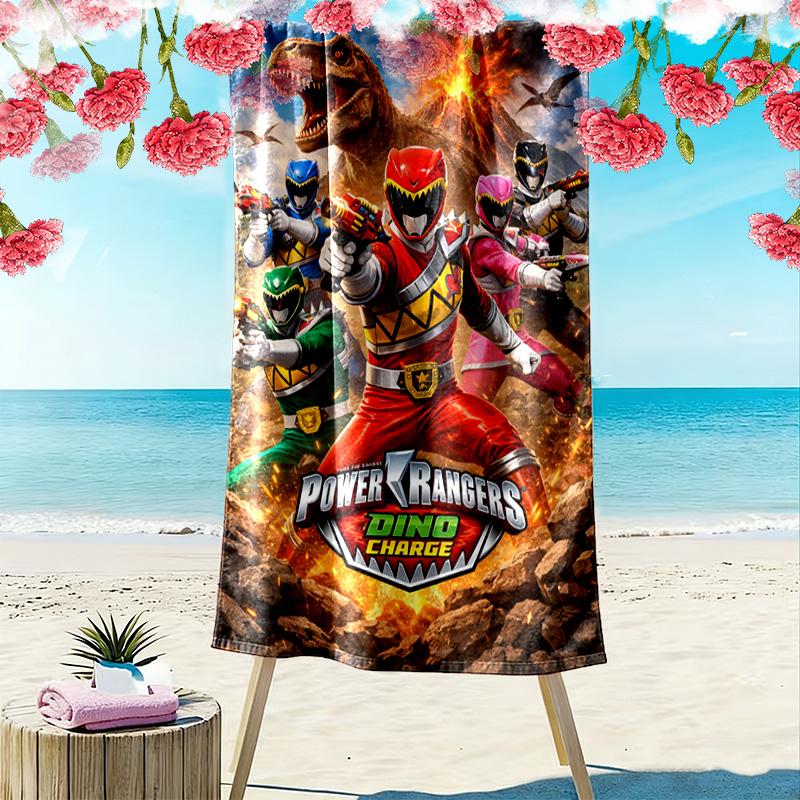 Power Rangers Print Beach Towel, Large Soft Quick Dry Towel for Beach Camping Swimming