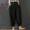 Women's Summer 100% Cotton Linen Lantern Pants - Casual, Loose, Nine-Point, Tie-Cuff Harem Style