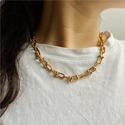 17 км Готическая U-образная толстая цепочка-колье для женщин и мужчин, модная золотая цепочка, массивные ожерелья, ювелирные изделия, подарок