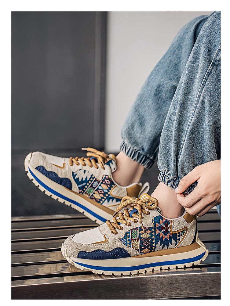 Трендовая мужская спортивная повседневная обувь с принтом и вышивкой 2025 года - Удобная, на толстой подошве, увеличивающей рост, для весны и осени