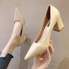 High Heels Women's New 2025 Spring and Autumn Korean Version Pointed Head Shallow Mouth Single Shoes Women's Fashion Medium Heel Women's Shoes