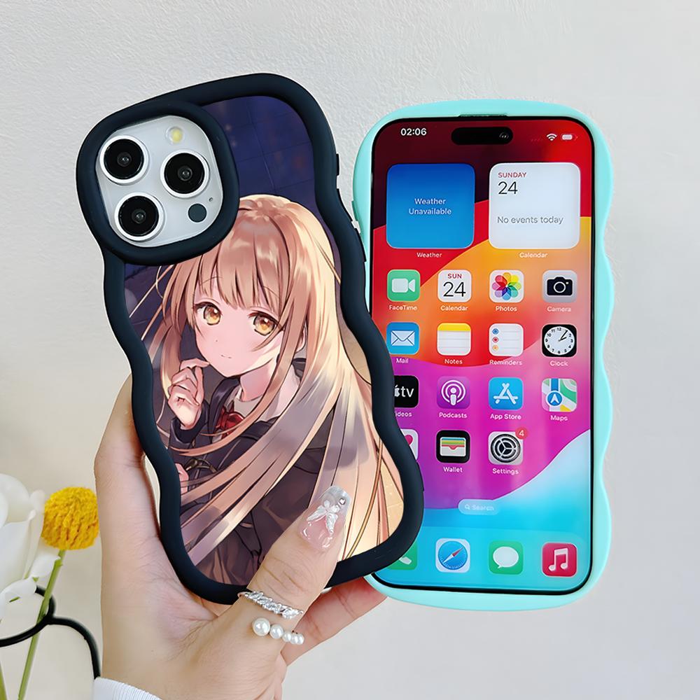 Чехол для телефона Angel Mahiru Shina для iPhone 17 16 15 14 13 12 11 Air Pro Max Plus Черный Мягкий ТПУ Покрытие с волнистым краем