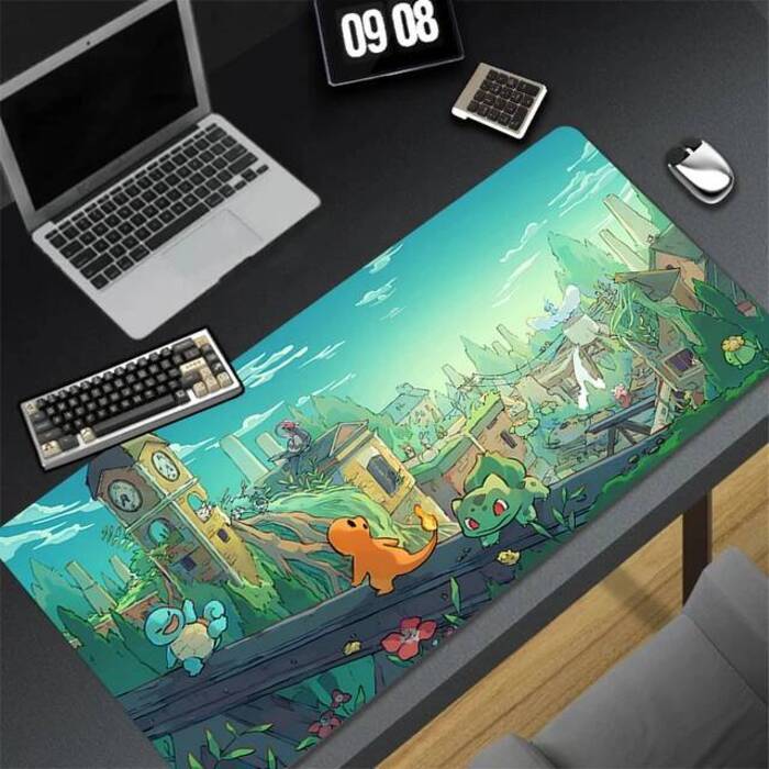 Japan Anime Mouse Pad PC Blue Ppokemon Squirtle Keyboard Rug XXL Gamer Cabinet Mousepad Laptop Kawaii Gaming Extended Desk Mat