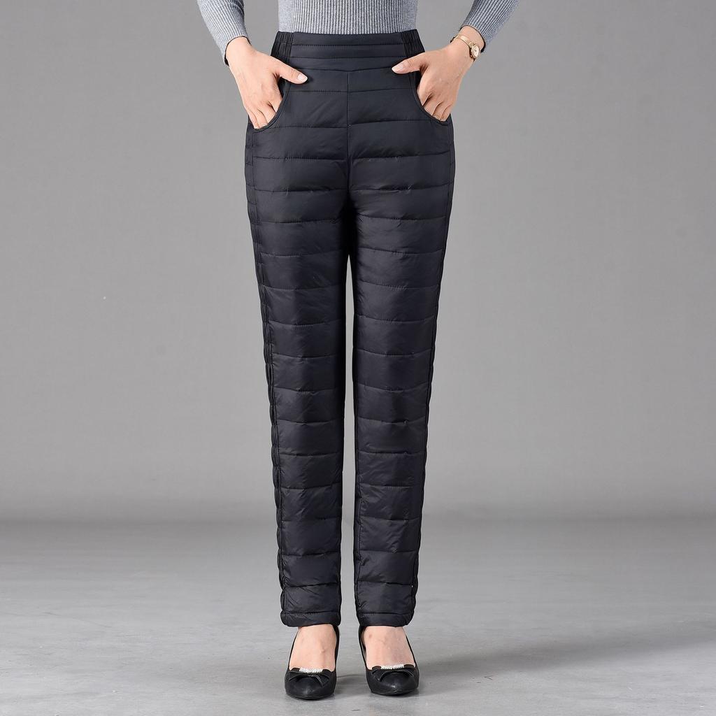 L~5XL зимние брюки для пожилых людей среднего возраста, женские верхние брюки с высокой талией, большие размеры, бархатные, облегающие, плотные, женские брюки из хлопка с пухом