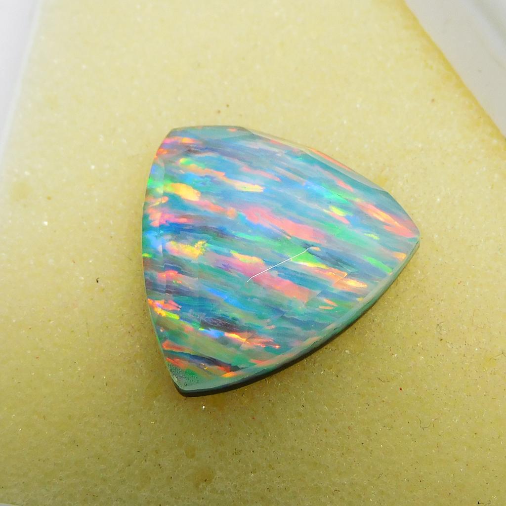 Lab-Created Opal Loose Gemstone Doublet 9 ct Trillion Cut Multi Color for Jewelry Making and Crafts