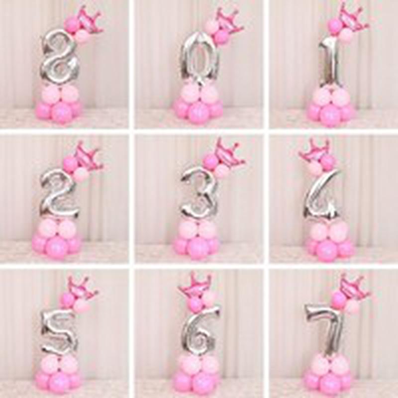 32-дюймовые воздушные шары из фольги с цифрами, розовые синие цифры, баллоны с гелием, украшение для дня рождения, аксессуар