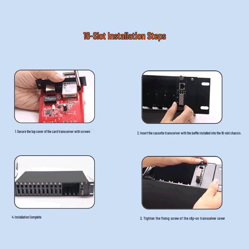 BIAZE Telecom-Grade 16-Slot 2U Fiber Optic Transceiver Rack