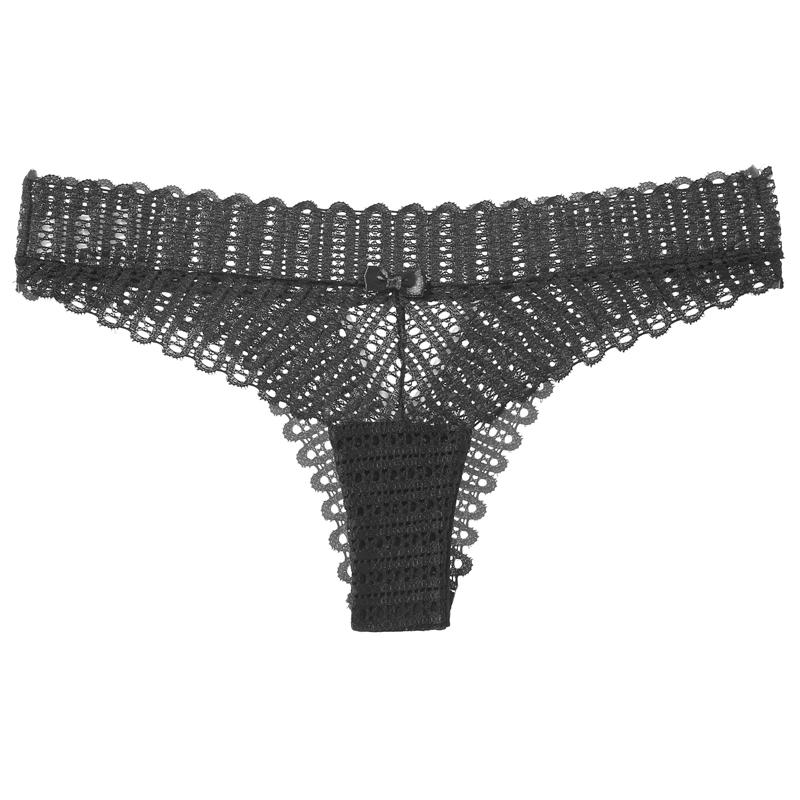 Sexy Women's Thong Low-waist Lace G-string Panties Solid Color Breathable Briefs Hollow Temptation Underwear
