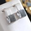 Full Paved Black Zircon Square Hoop Earrings for Women Fashion Silver Color Gothic Style Jewelry