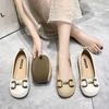 2024 Spring Casual Flats Women's Flats Vintage Round Head Leather Loafers Elegant Metal Buckle Women's Shoes