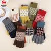 Winter Gloves Women's Self-heating German Velvet Retro Jacquard Knitted Thermal Gloves Female Student Gloves Men