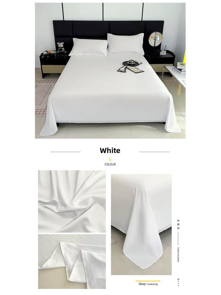 Цельная однотонная хлопковая простыня и наволочка - в стиле общежития, приятная для кожи, с двойным начесом, подходит для односпального одеяла