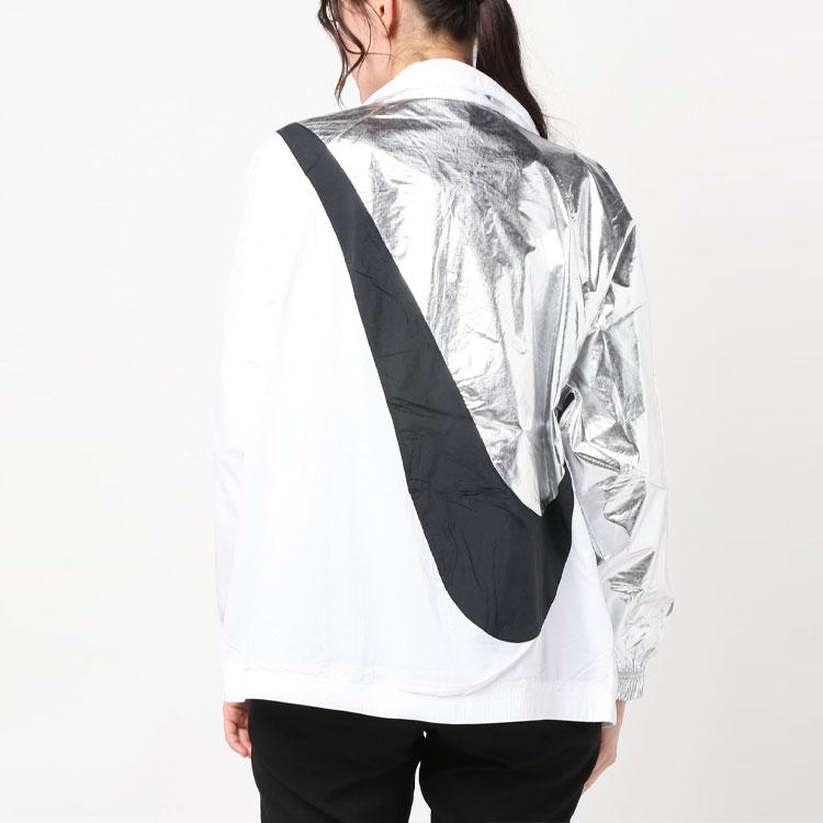 Nike Куртка Ретро Спортивная С воротником-стойкой Куртки Многоцветная Женская Белая CQ8023-101