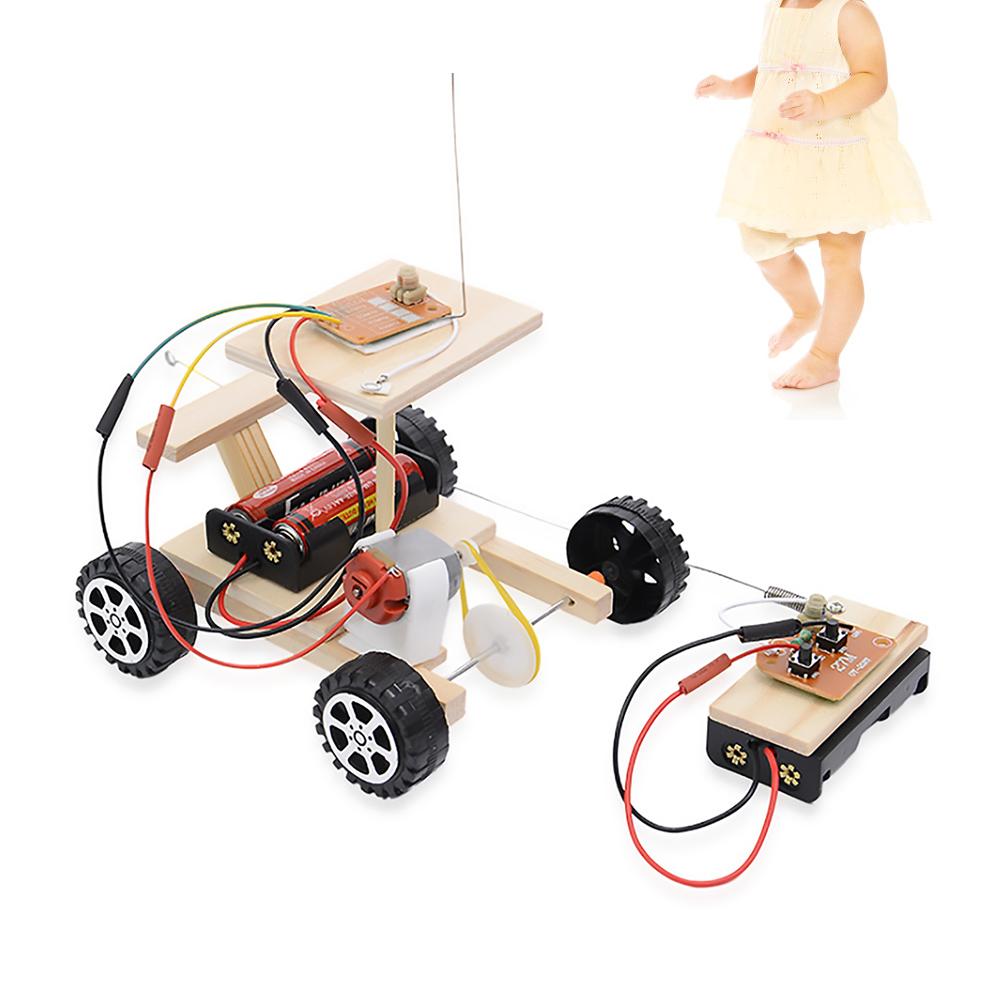 DIY Wooden RC Car Model Kit Remote Control Car Toy Set Kids Educational Toy