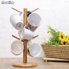 6 Hook Peg Wooden Hanging Tea Cup Coffee Mug Tree Rack Storage Holder Kitchen Storage 18x35cm