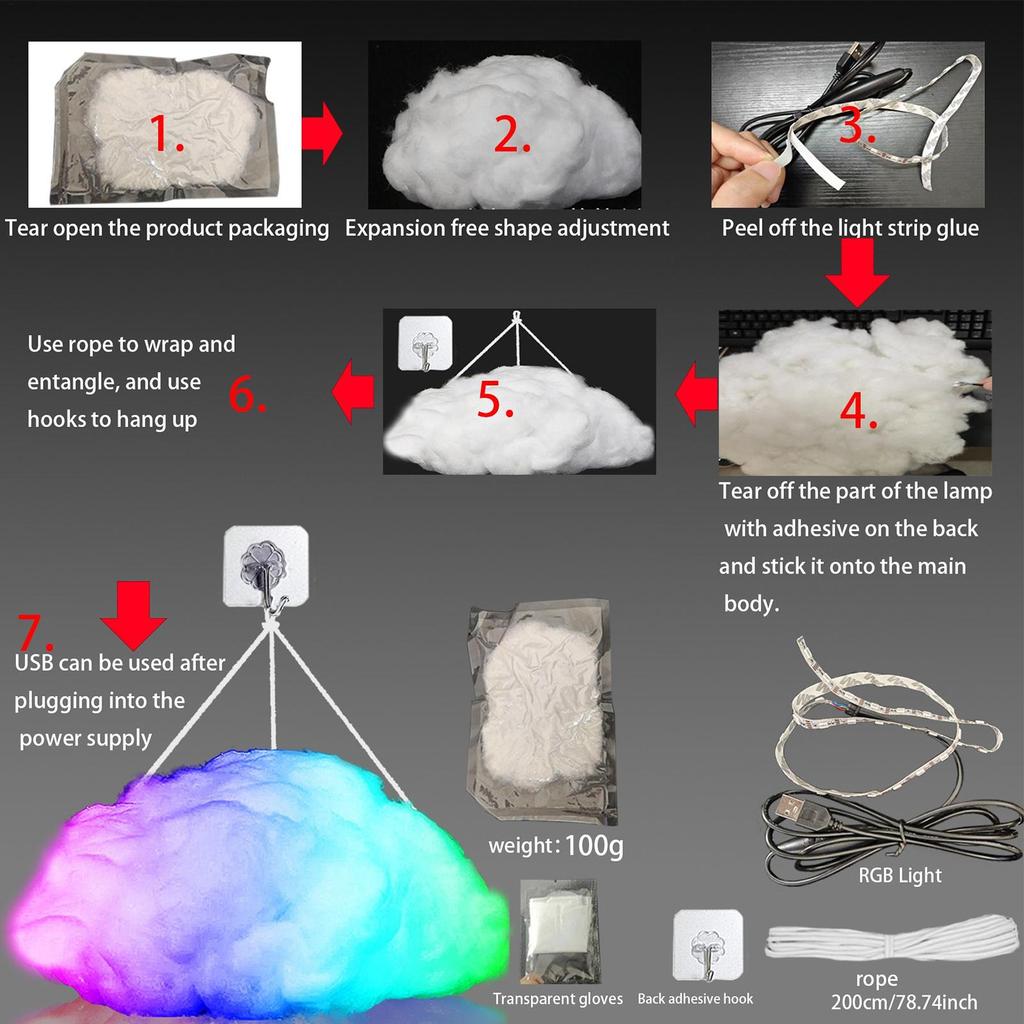 Настенный RGB-светильник в виде облака, декоративный, с USB-подключением, для дома, спальни, гостиной, кабинета, игровой комнаты или семейного отдыха.