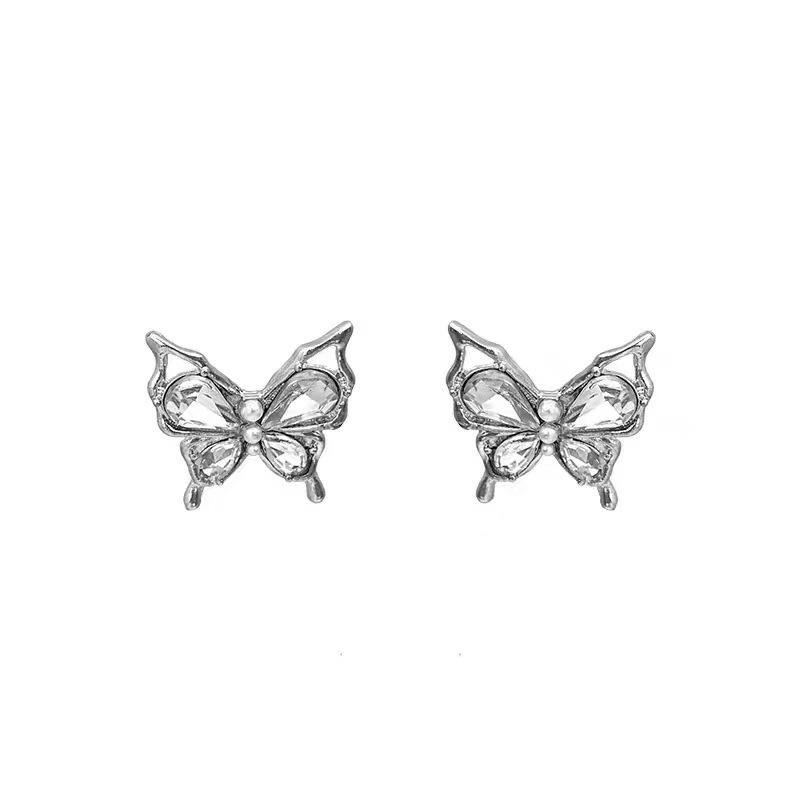 Butterfly zircon stud earrings women's simple and versatile niche design earrings earrings without pierced earclips