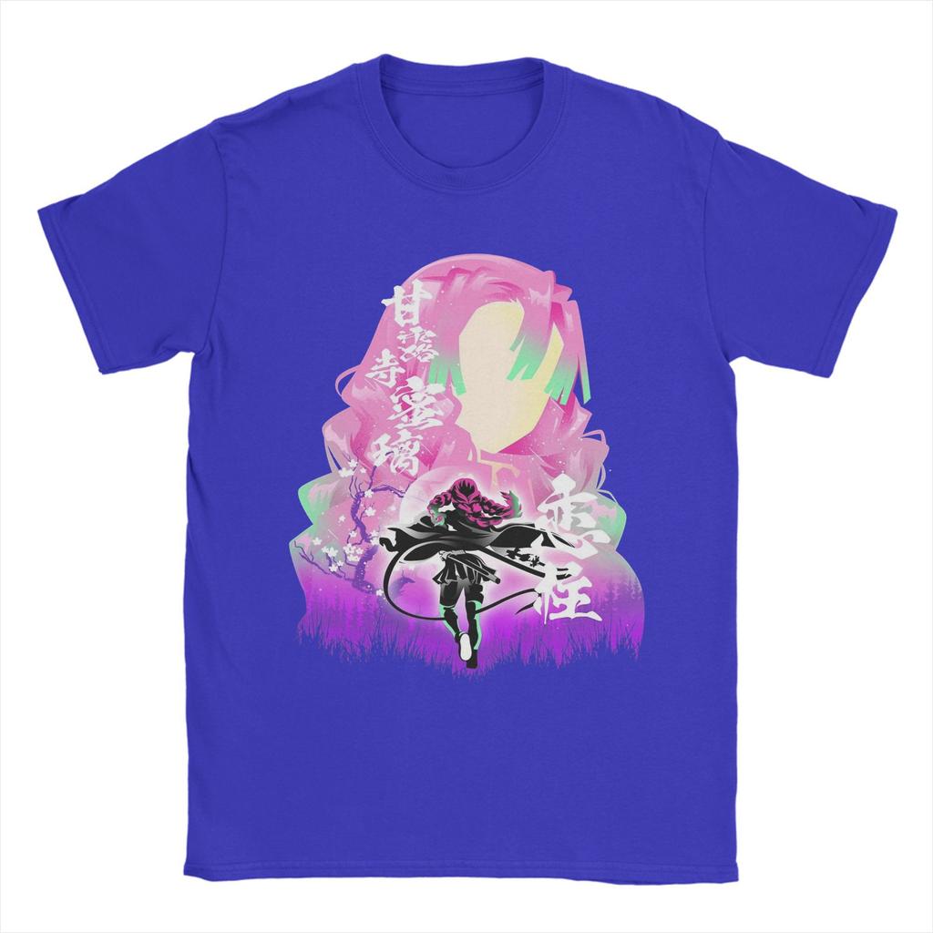 Men's Mitsuri Kanroji Demon Slayer T Shirt Love Hashira 100% Cotton Tops Short Sleeve Round Collar Tees Plus Size T-Shirts