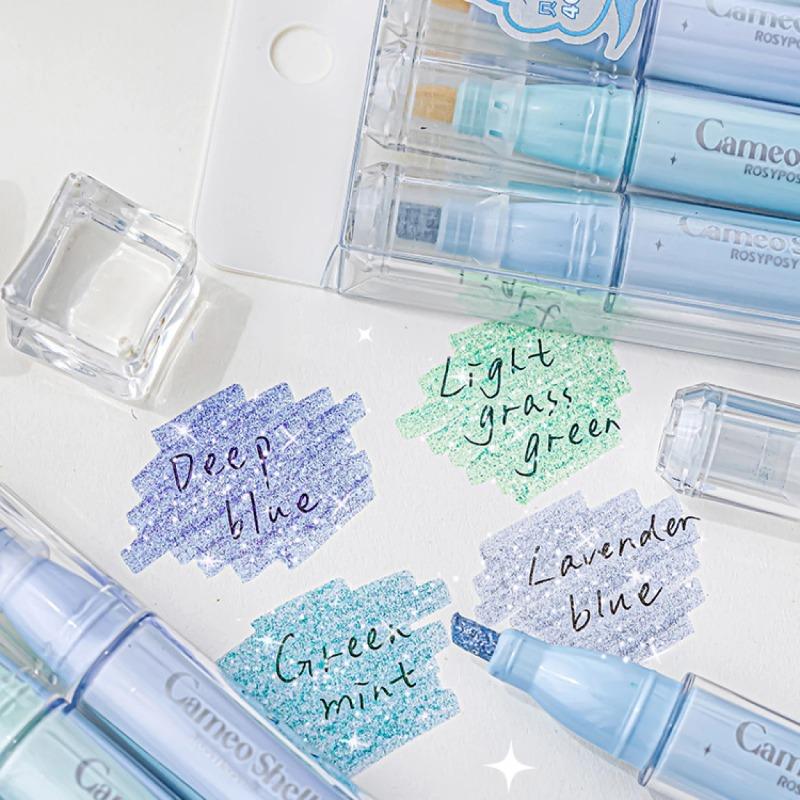 4 шт./компл. набор прозрачных перламутровых хайлайтеров, многоцветный маркер, креативные принадлежности для студентов «сделай сам», канцелярские принадлежности