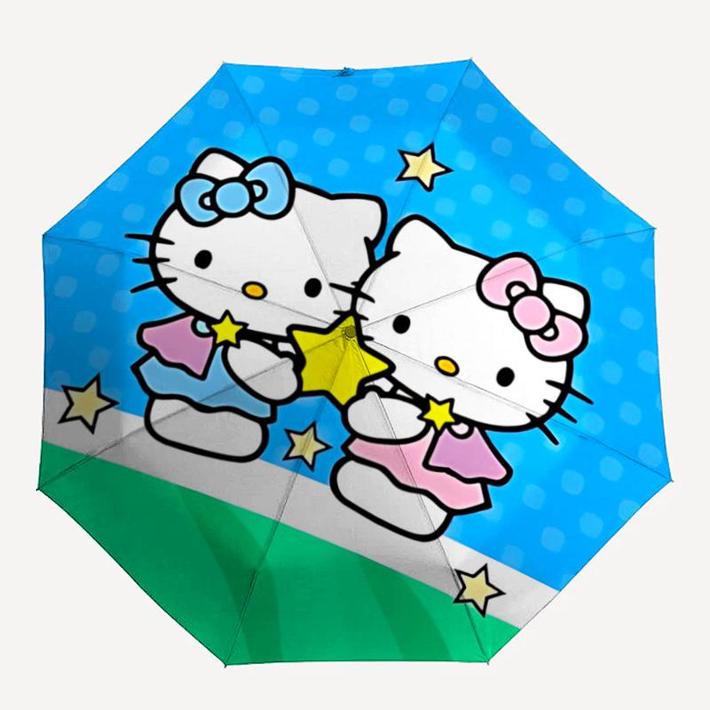 1pc Hello Kitty Automatic Open/close Umbrella, Portable Travel Umbrella, Everyday Use - Outdoor Accessory, Artistic Pattern, Compact Design, Fashion L