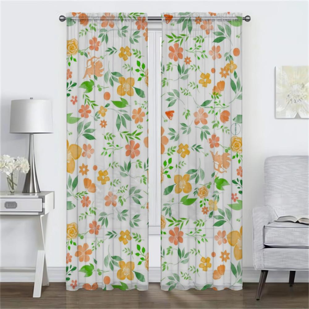 Элегантные шторы для гостиной, цветочная перегородка, украшение на Хэллоуин, занавеска для окна, тюль для спальни, шторы, 2 шт.