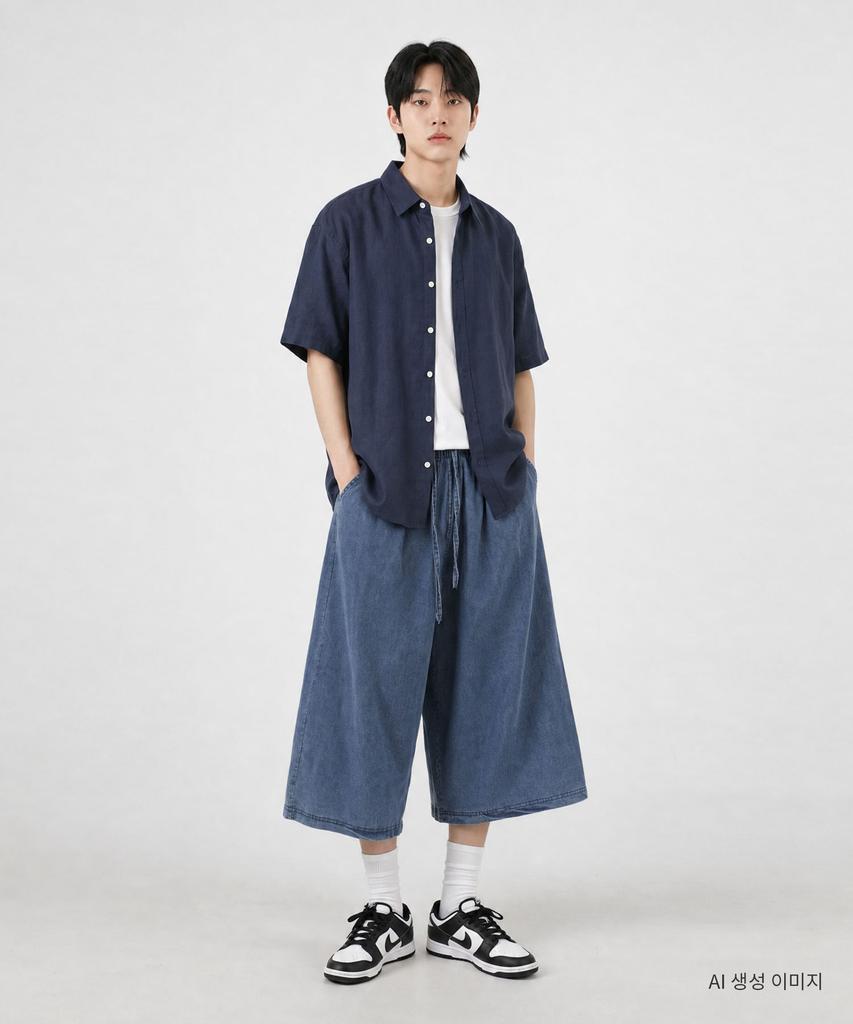 UMM Elastic Waist Air Denim Wide-Leg Length Pants 3 Colors