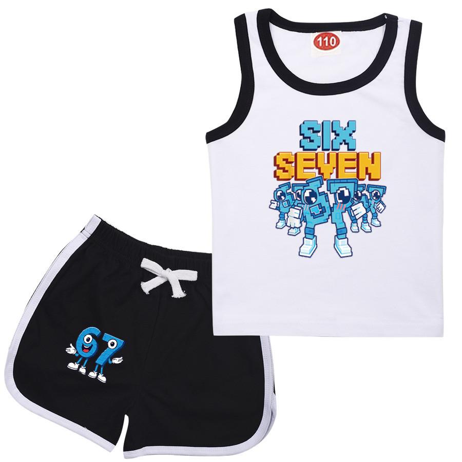 9193 Детские Украсть Мозговую Гниль 67 Принт Топ Брюки Спортивный Костюм Комплекты