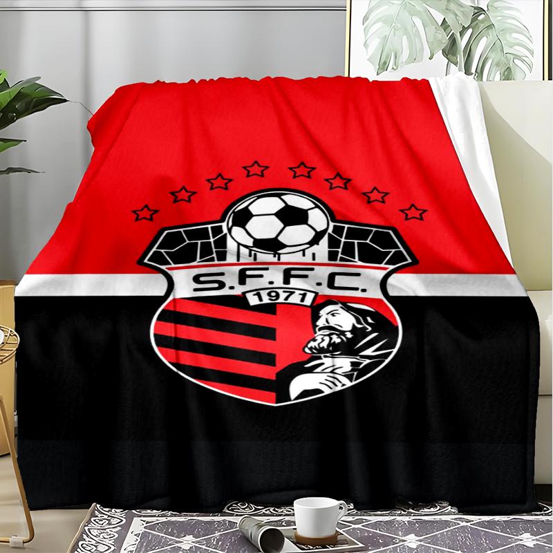 1PC Soccer Team Crest Design Printed Soft Flannel Blanket Throw for Adult Bedroom Living Room Sofa Camping Travel Fan gifts Christmas Gifts