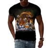 Loose Summer Tops Men Plus Size Clothing Animal 3D Print T Shirt Couple Tiger Pattern Tees O Neck Short Sleeve Top Breathable Man Shirts