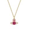 Vivienne Westwood Engraved Oval Tag Necklace Unisex necklace Gold Pink White 630203D7-02R989