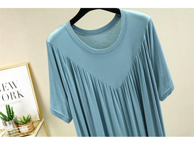 Женская ночная сорочка А-силуэта с плиссировкой больших размеров - Летняя модальная