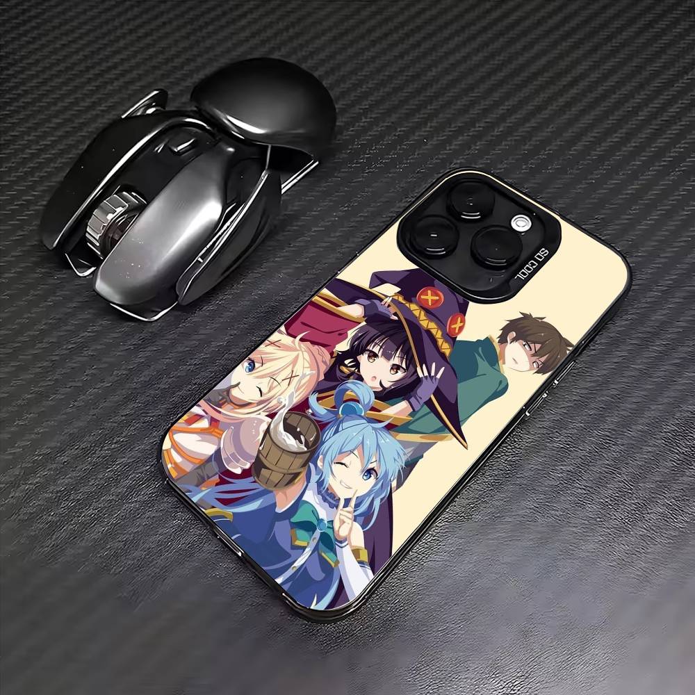 K-Kono Subarashii S-Sekai ni Shukufuku Чехол для телефона For iPhone17,16,15,14,13,12,11 Plus,Pro Max Цветной Посеребренный Внутренняя крышка