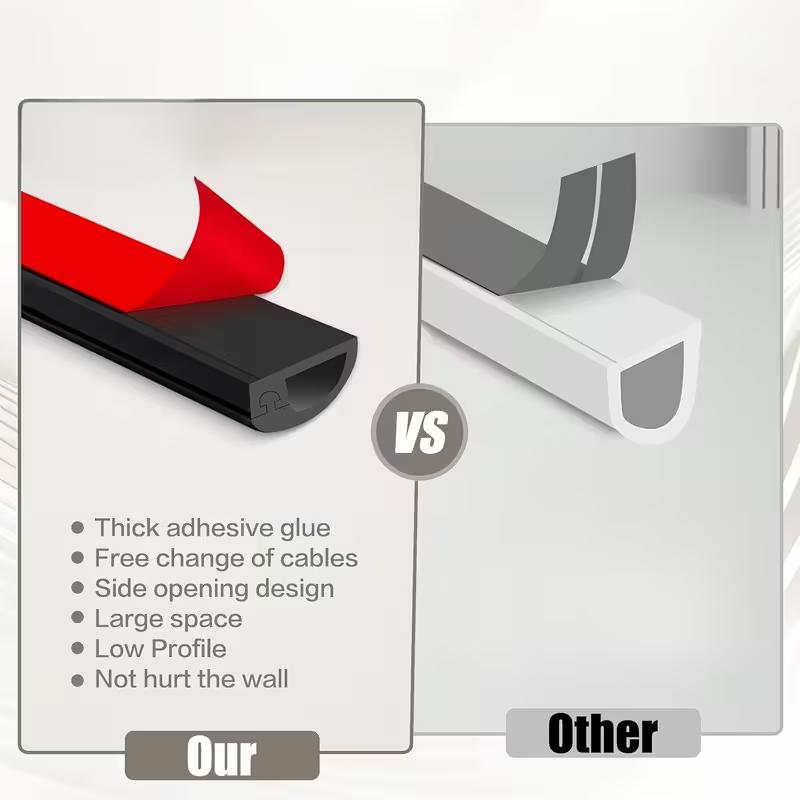 1PC 1/2/3meters Flexible Floor Cable Cover Cord Self-Adhesive All Cord Hider Internet Wire Duct Duct Slot Cable Manage