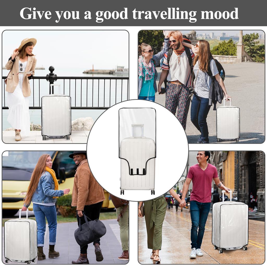 3 шт. Защитные чехлы для чемоданов ПВХ Чехол для багажа для чемоданов 20/24/28 дюймов Прозрачный чехол для чемодана для колесных тележек