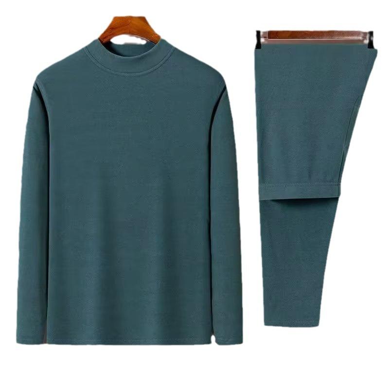 Мужской комплект термобелья из немецкого бархата - утепленный топ с длинными рукавами и брюки для зимы и осени