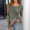 Women's  And Winter Slim Bottom T-shirt Fashion Casual Gradient Printing Round Neck Pullover Long Sleeve Top