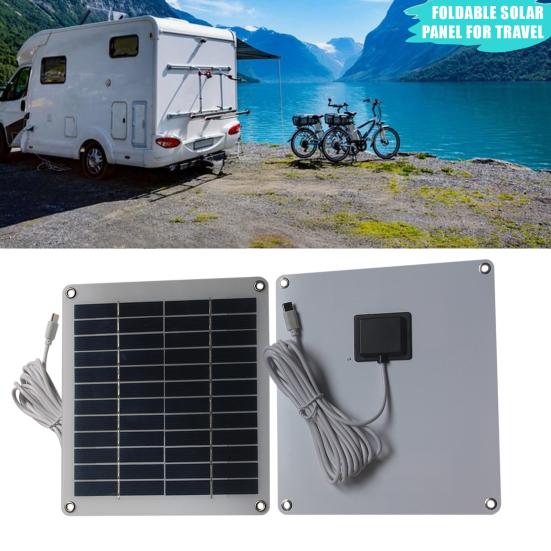 Солнечная панель 5 Вт 12 В Высокоэффективный монокристаллический кремний Зарядное устройство для возобновляемой энергии с кабелем Type-C 3,0 м