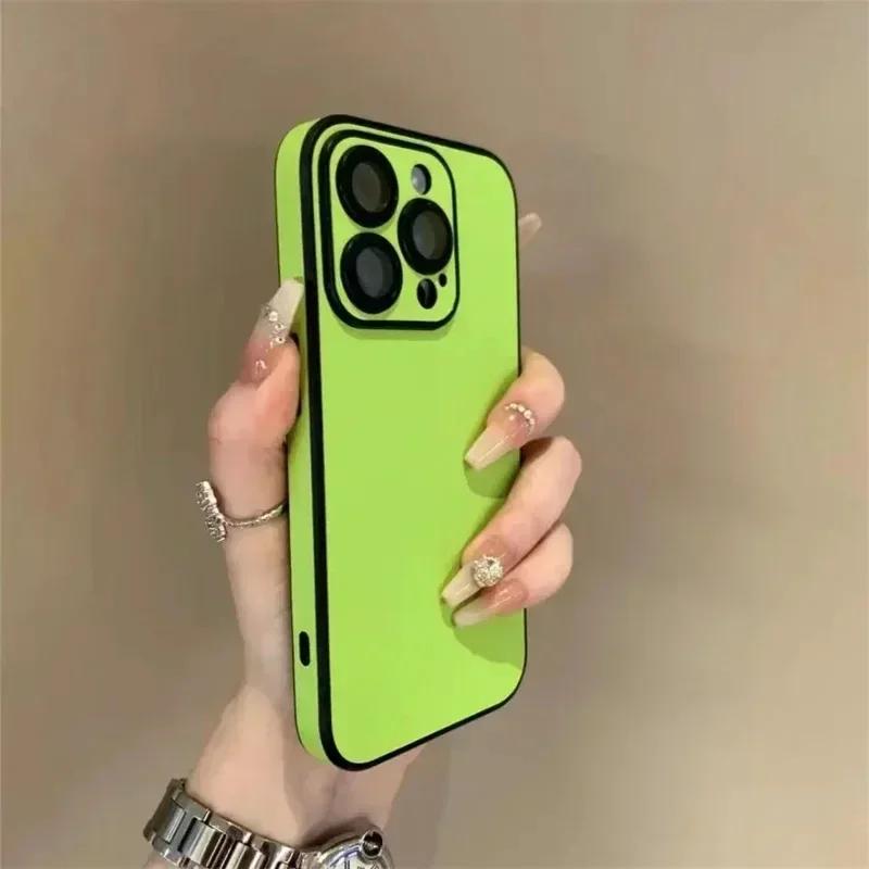Роскошный кожаный разноцветный силиконовый чехол для телефона для iPhone 17 16 15 14 13 12 11 Pro Max Мягкий бампер Матовый ударопрочный простой чехол
