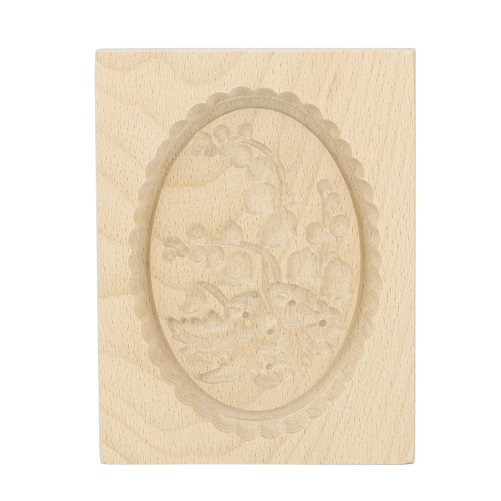 Heart Rose Bunny Flower Wooden Cookie Mold Natural Beech Wood Baking Stamp Christmas Baking